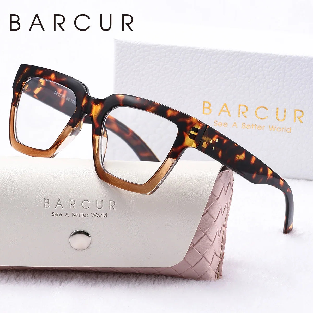 BARCUR Large Fashionable Frame Pink Reading Glasses for Women – Stylish Square Thick Frame Eyewear with Multi-Degree Options for Men & Women – Lightweight Blue Light Blocking Computer Glasses with White Gift Box for Home Office & Study