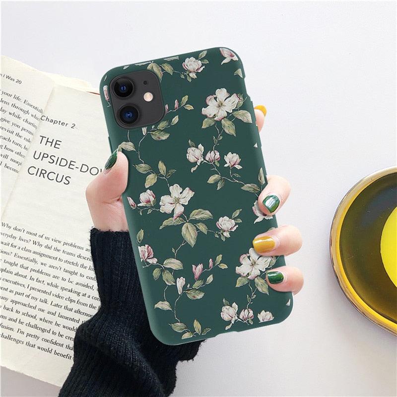 Fashion Flower Phone Case For Iphone 7 8 Plus Iphone Xr X Xs Silicone Ultra Thin Shockproof Mobile Phone Case With Fashion Pattern Cover Stylish Beautiful Flower Pattern Colored iphone Case