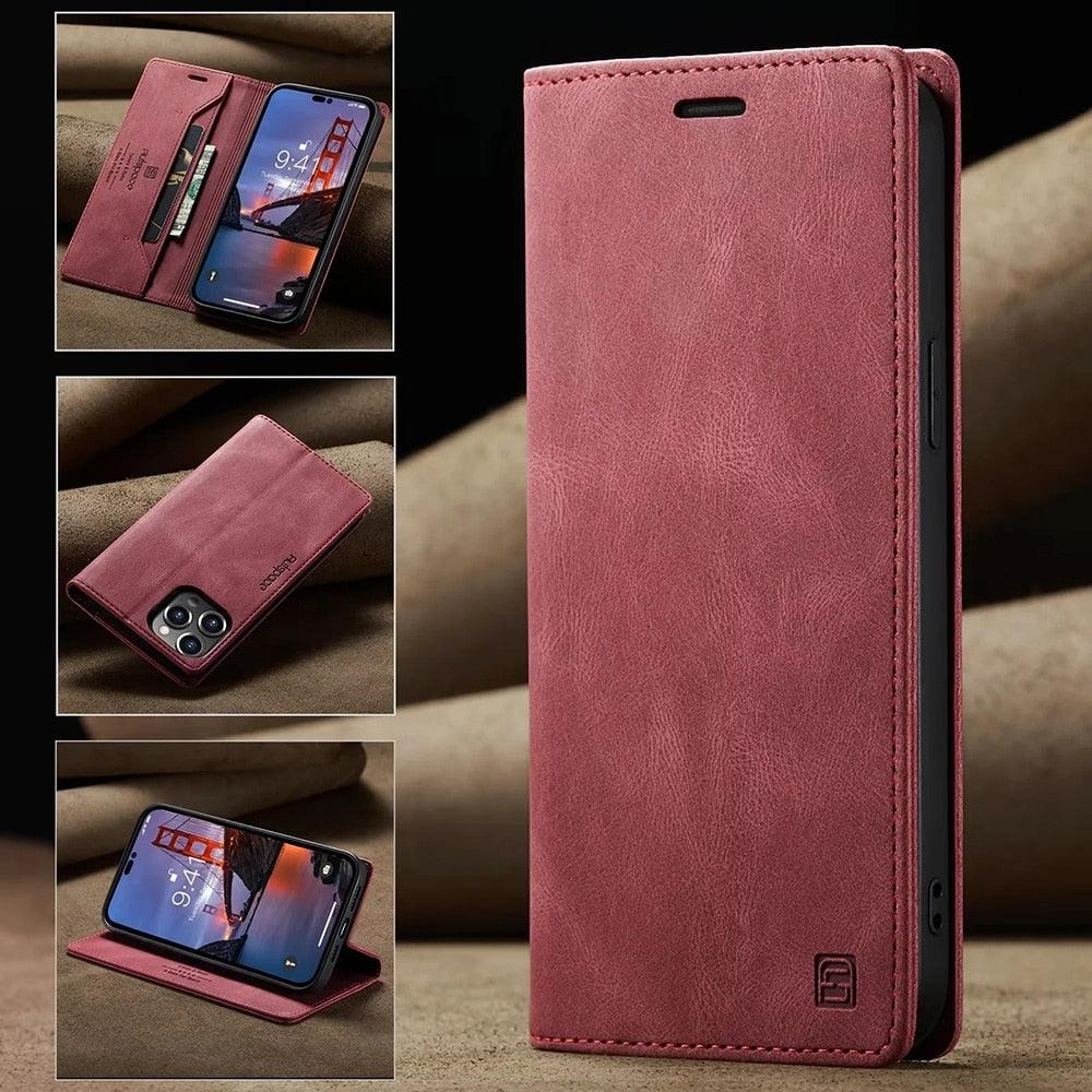 Vintage Wallet Case Card Holder Kickstand Built-in Magnetic Flip Leather Case for iPhone Leather Cases for iPhone 14 13 12 11 Pro Max Mini XR XS Max 8 7 6s Plus Wallet Flip Cover