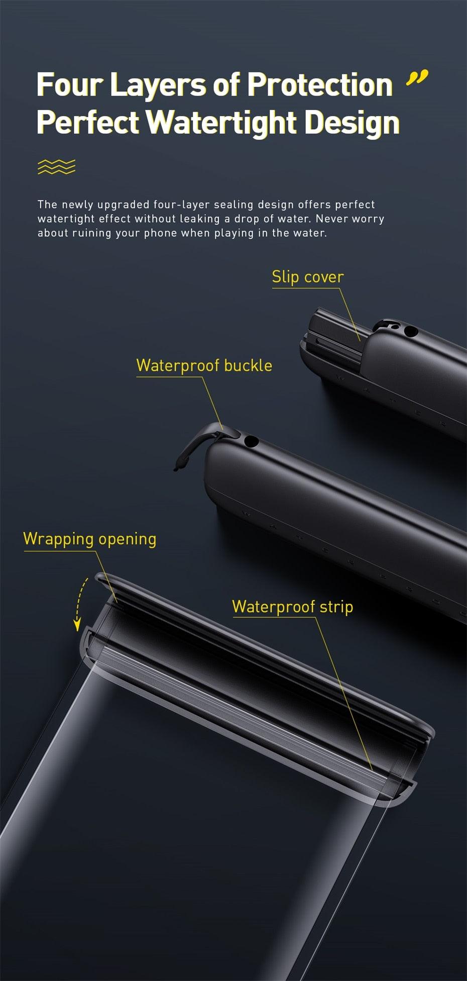 Unique Soft Waterproof Phone Case 7.2inch IPX8 Waterproof Phone Bag For iPhone 13 Waterproof Pouch Diving Surfing Phone Bag Case Cover Adjustable Rope Phone Case