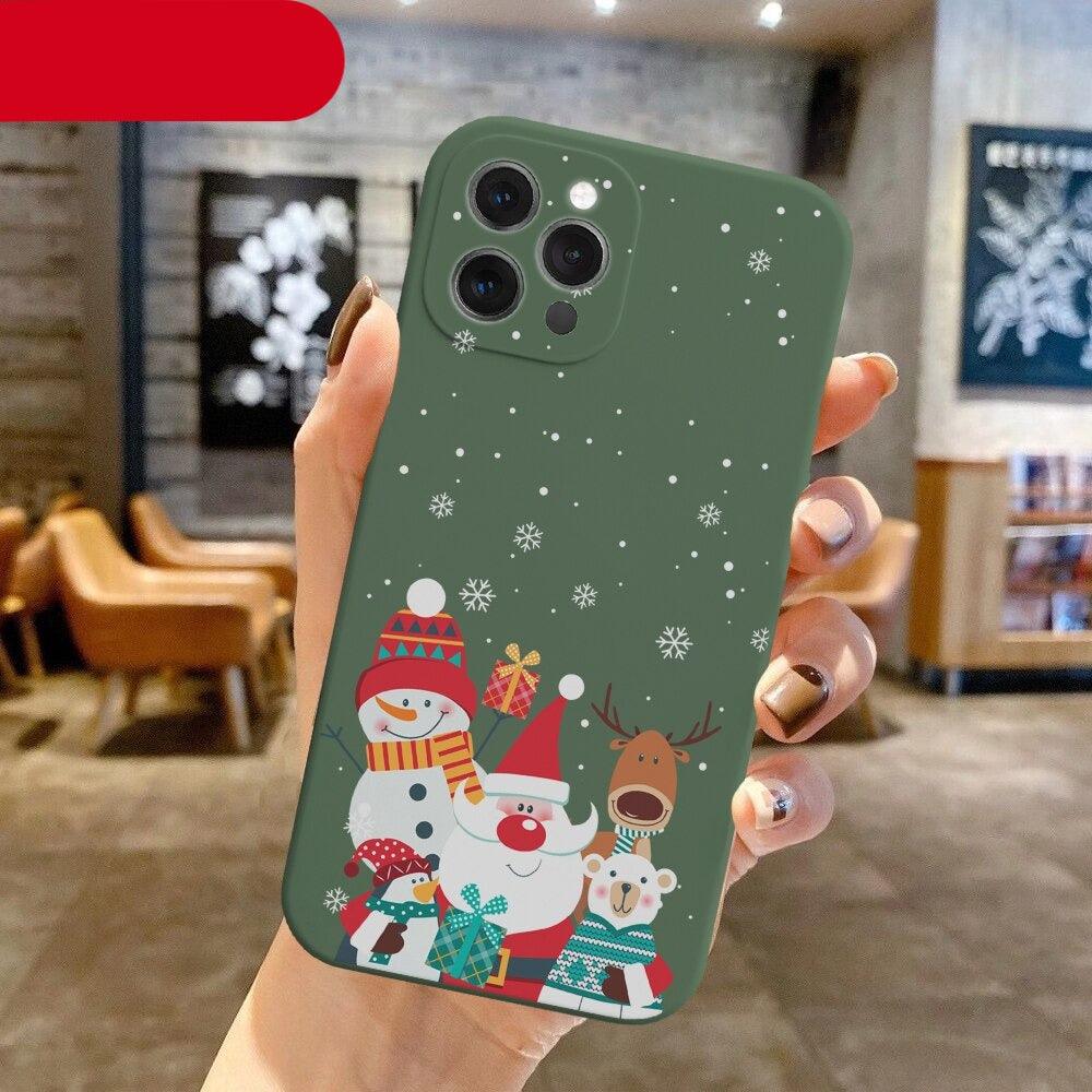 Christmas Pattern Design Red Silicone Phone Cover Anti-Scratch Soft Slim Bumper Shockproof Protective Case Shockproof Phone Case For iPhone 13 14 Pro Max Merry Christmas Candy Silicone Bumper Cover