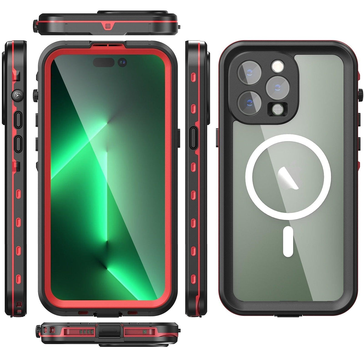 Waterproof Case For iPhone 14 Pro Max 14 Pro iPhone 13 Pro Max Protector Full Body Protective Dustproof Magnetic Phone Case Waterproof 360 Degree All-Round Protection with Built-in Screen Protector Outdoor Transparent Shockproof Case