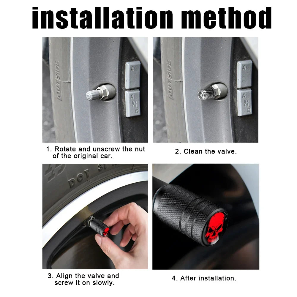 4PCS Skull Valve Stem Caps