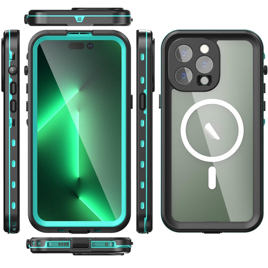 Waterproof Case For iPhone 14 Pro Max 14 Pro iPhone 13 Pro Max Protector Full Body Protective Dustproof Magnetic Phone Case Waterproof 360 Degree All-Round Protection with Built-in Screen Protector Outdoor Transparent Shockproof Case