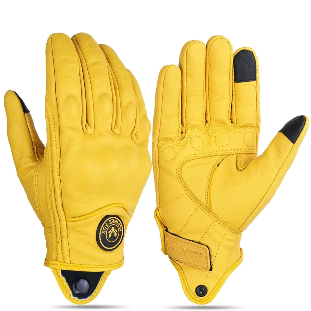 Vintage Real Leather Breathable Touch Screen Gloves