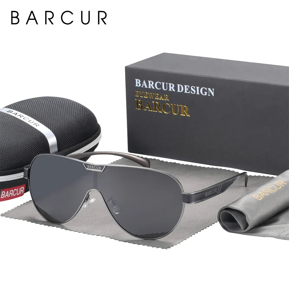 BARCUR Men's Polarized Sunglasses UV400 Protection Special-Shaped Eyewear for Men Stainless Steel Frame Eyeglasses Accessory