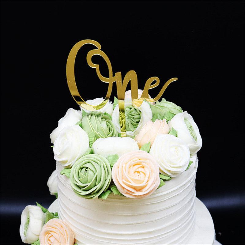 Acrylic One Cake Topper Top Cake One Cake Topper Birthday Cake Topper Double Sided For Anniversaries And Parties Birthday Party Cupcake Toppers Flags Wedding Baby Shower Supplies Lovely Baking Dessert Decorations
