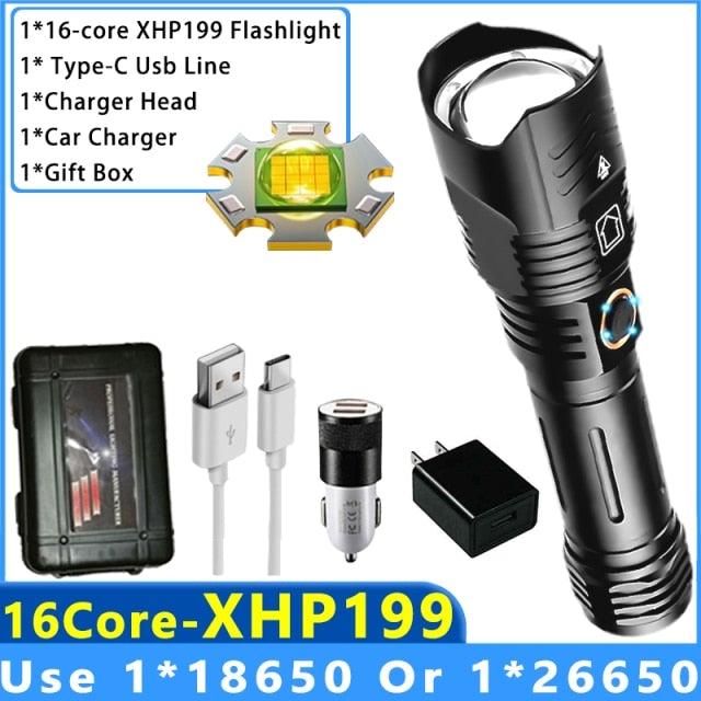 Adjustable Rechargeable Tactical Flashlight USB LED Super Bright Zoomable IPX65 Waterproof Portable Torchlight Flash Lamp USB Charging For Hiking Camping Running Fishing