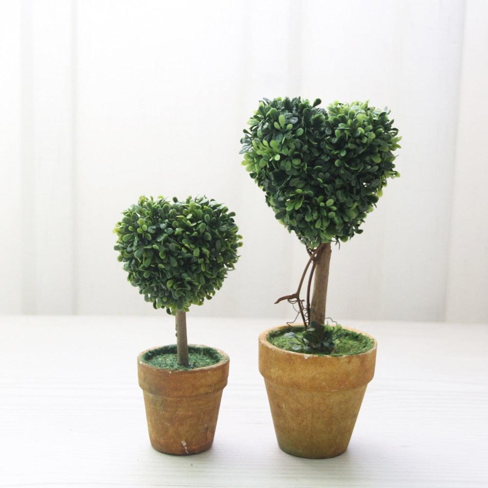 Artificial 1 Pc Heart Star Round Potted Decor Bonsai Ornament Home Garden Wedding Party Decor Home Decoration