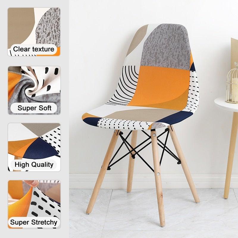 Avangarde Style Printed Seat Cover For Shell Chair Armless Shell Chair Cover Banquet Home Slipcover Elastic Removable Stretch High Back For Sofa Armchairs