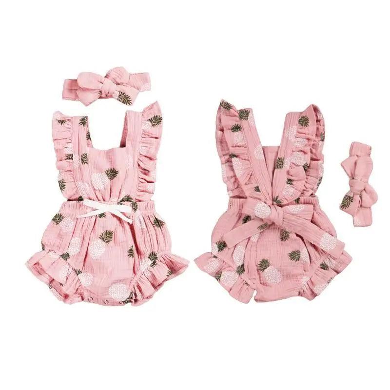 Baby Girl Ruffled Solid Color Sleeveless Backless Romper Jumpsuit Comfy Outfit Excellent Gift For Your Baby Girl