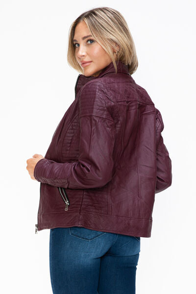 Women Warm Sleek Dual-Zipper Layered Jacket with Cozy Fuzzy Hood Urban Chic & Comfortable Jacket