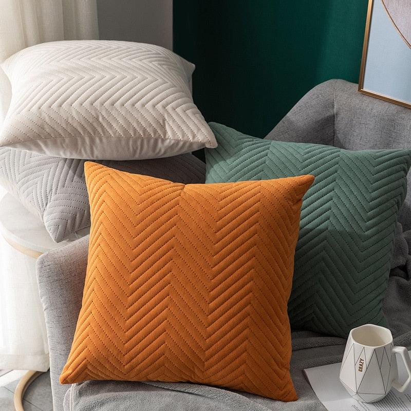 Beautiful Quilted Pillowcase Throw Pillow Covers Home Decor Velvet Square Throw Pillow Covers Decoration Pillow Cushion Sofa Living Room Simple Decorative Cushion Cover 45x45CM