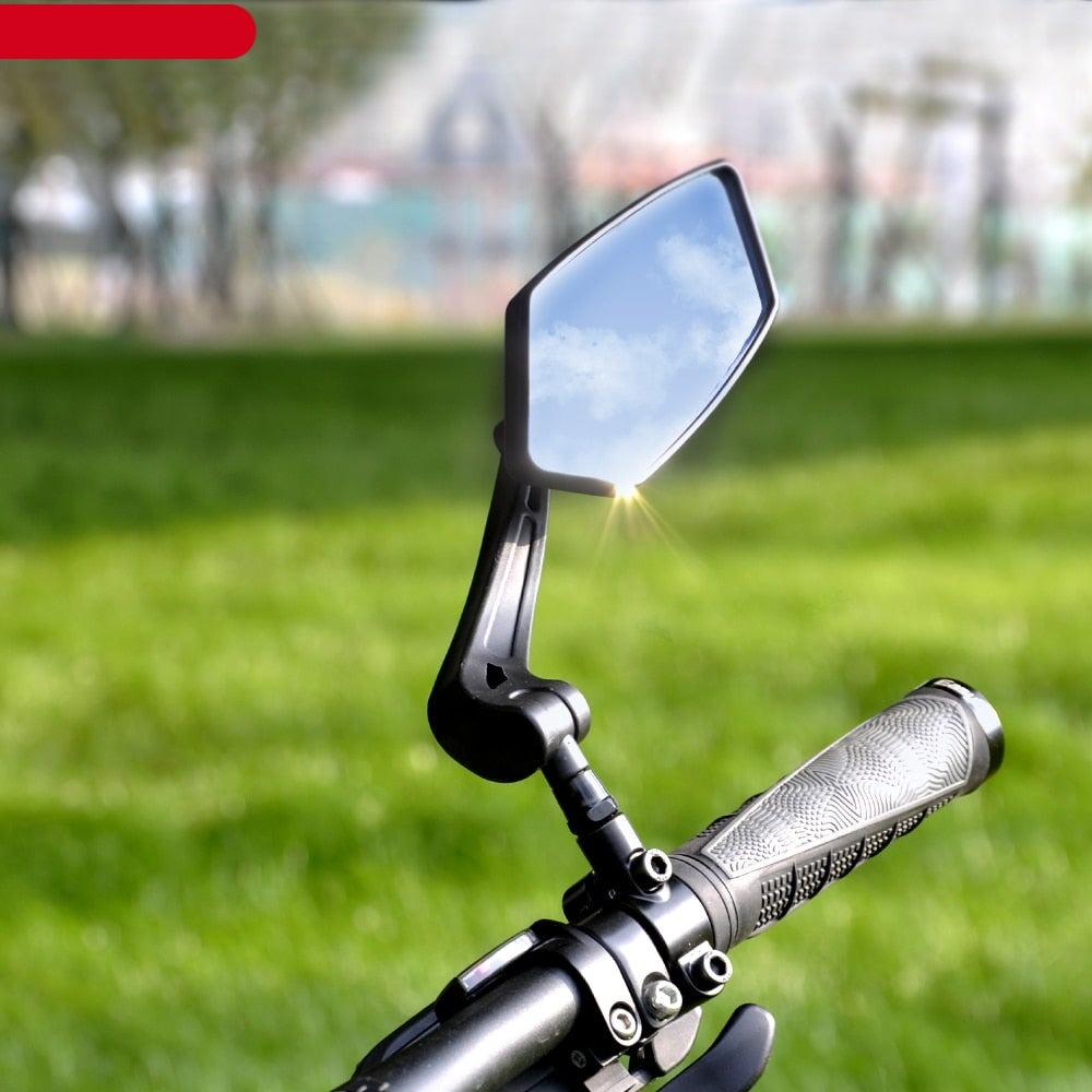 Bicycle Handlebar Rear View Mirror Bike Cycling Wide Range Back Sight Reflector Bicycle Rear View Mirror Adjustable Rotatable Bicycle Rear View Glass Mirror Wide Angle Acrylic Convex Safety Mirror For Mountain