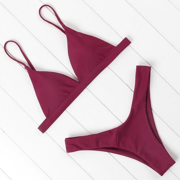 Bikini Swimwear Women Swimsuit Push Up Micro Bikinis Set Swimming Bathing Suit Beachwear Summer Thong Bottom Two Piece Bikini Double Shoulder Straps Cute Swimsuit Triangle Bathing Bikini