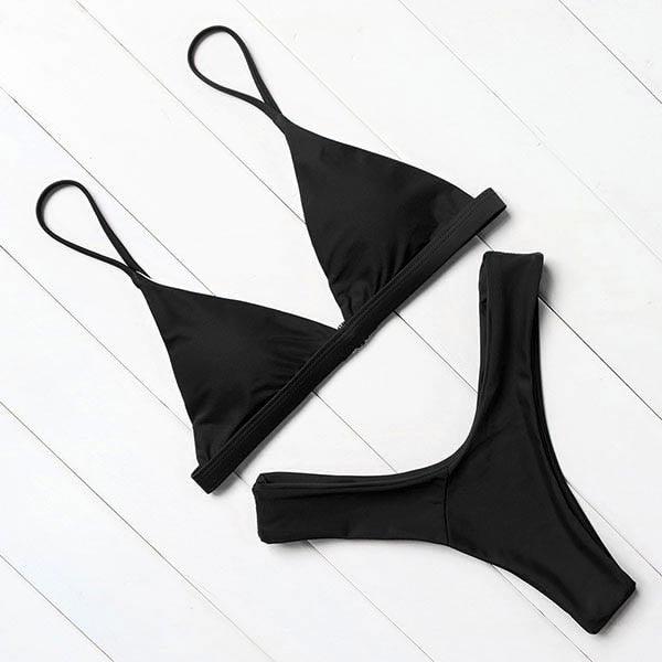 Bikini Swimwear Women Swimsuit Push Up Micro Bikinis Set Swimming Bathing Suit Beachwear Summer Thong Bottom Two Piece Bikini Double Shoulder Straps Cute Swimsuit Triangle Bathing Bikini