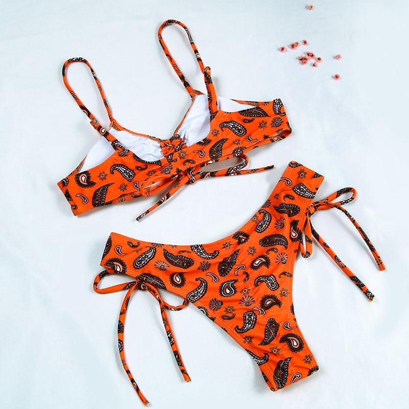 Bikinis Micro Adjustable Swimwear Women Summer Bikini Set Modern Colorful Print Beach Wear Women's Comfortable Swimsuit Knotted String Triangle Bikini Tie Side High Cut Bikini Set