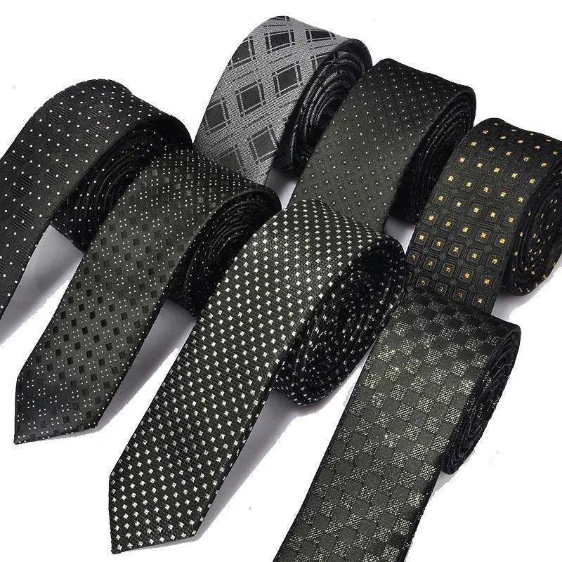 Black Business Dots Printed Polyester Men Necktie Slim Tie Formal Skinny Elegant Office Necktie For Men