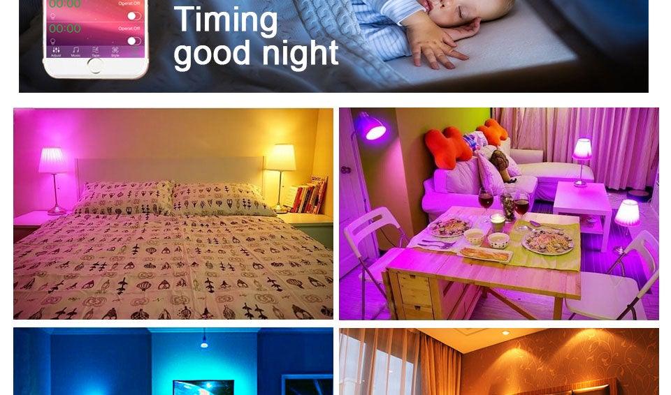 Bluetooth E27 LED Bulb RGB Smart Light Bulbs 15W B22 RGBW RGBWW Lampada Colorful Dimmable Phone APP Control LED Lamp For Home WiFi & Bluetooth 5.0, Compatible w/ Alexa & Google Without Hub, Dimmable, Music Sync, Schedules, Color Changing Light Bulb RGBW