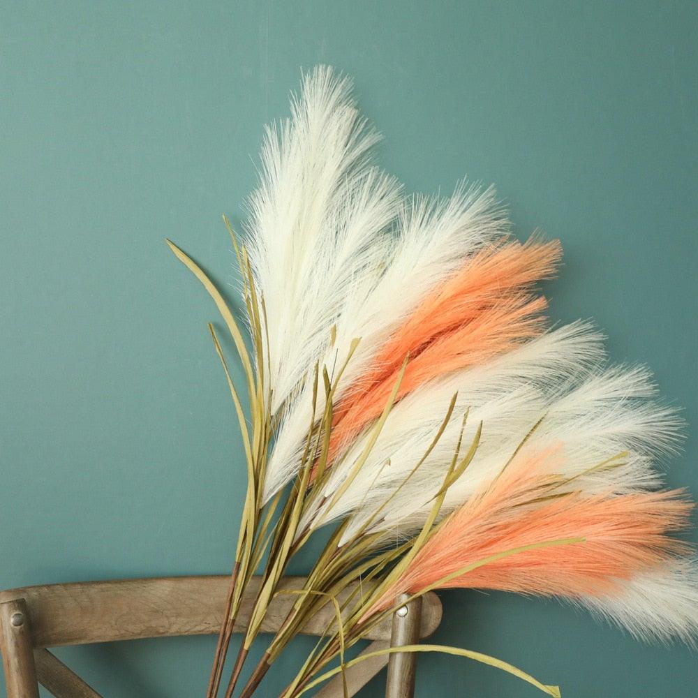 Bulrush Artificial Pampas Grass Phragmites 100cm Popular Natural Dried Small Pampas Grass For Wedding Flower Bunch Floor Vase Filler for Living Room Kitchen Decor