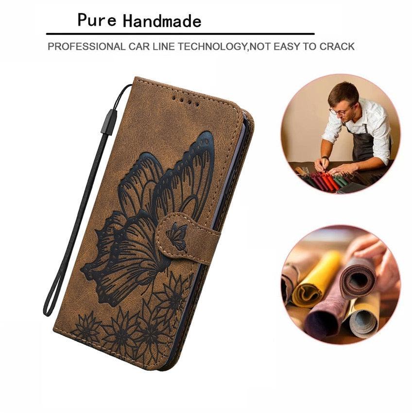 Butterfly Leather Flip Cover For iPhone 14 X XS XR 13 12 11 Pro Max 12 MINI Phone Wallet Case PU Leather Wallet Case Butterfly Flower Pattern Design Magnetic Flip Case Shockproof Protective Cover
