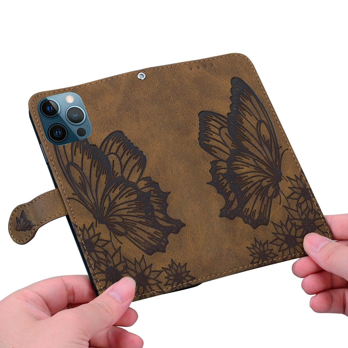 Butterfly Leather Flip Cover For iPhone 14 X XS XR 13 12 11 Pro Max 12 MINI Phone Wallet Case PU Leather Wallet Case Butterfly Flower Pattern Design Magnetic Flip Case Shockproof Protective Cover