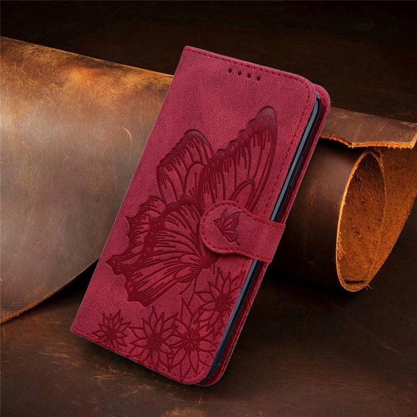 Butterfly Leather Flip Cover For iPhone 14 X XS XR 13 12 11 Pro Max 12 MINI Phone Wallet Case PU Leather Wallet Case Butterfly Flower Pattern Design Magnetic Flip Case Shockproof Protective Cover