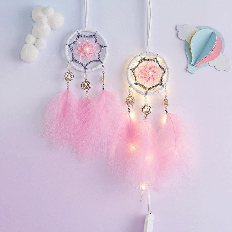 Car Interior Rear-view Mirror Hanging Decor Small Dream Catcher Boho Nature Feather Home Decor Handmade Grids Nature Feather Car Charms Pendant Accessories Gift