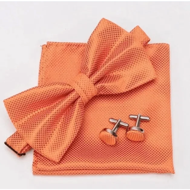 Classic Men Bowtie Cufflinks Set Casual Men's Fashionable Style Solid Color Bowties Elegant Accessories