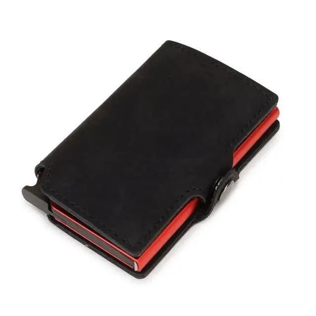 Classic Multifunction Automatic Aluminum Alloy Leather Credit Card Holder Retro New Pop-Up Card Ejector Business Wallets For Men