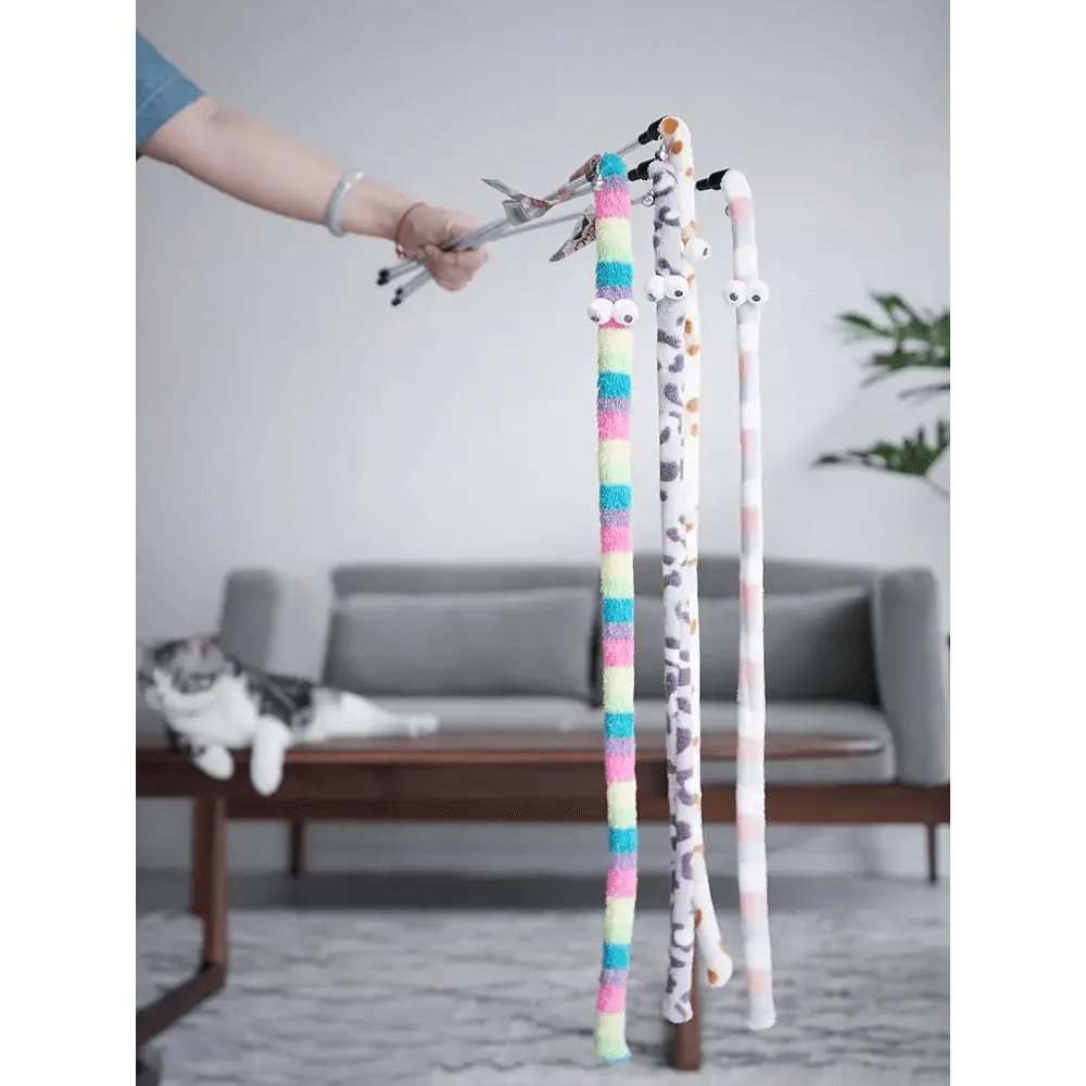 Colorful Rod Wand Feather Teaser Exerciser For Cats Soft Funny Interactive Toy For Pets Cute Cat Accessories