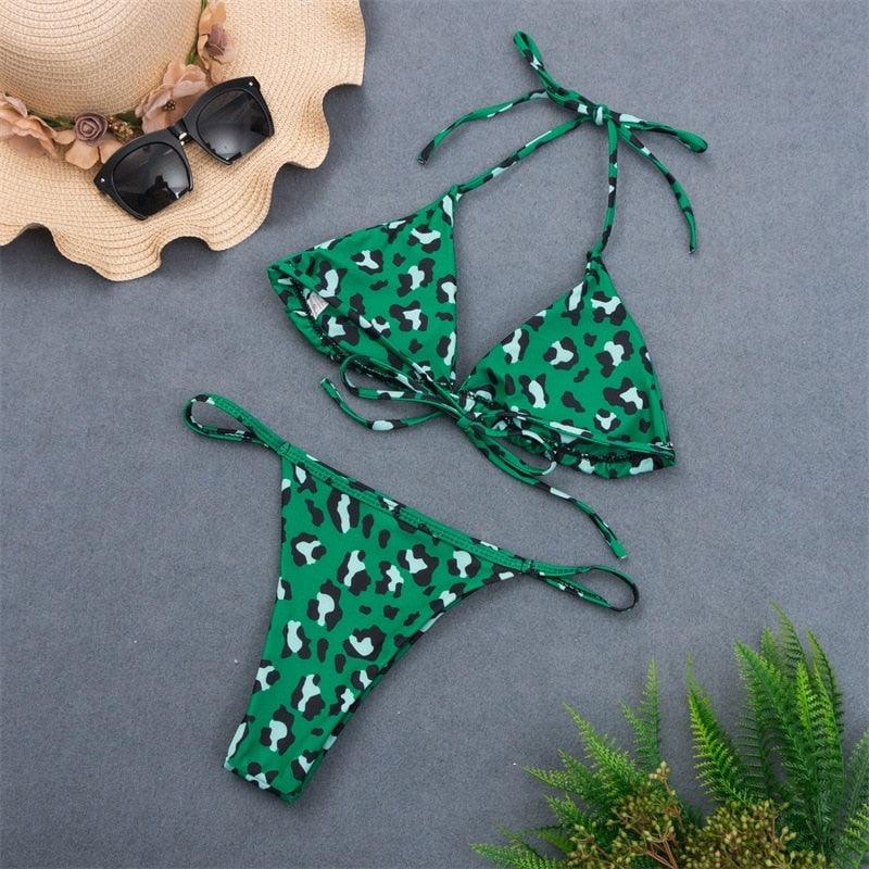 Colors Solid Bikini Set Push Up Swimwear Two Piece Swimsuit Swimwear Halter String Triangle Bikini Sets Women Swimsuit Low Waist Halter Two Pieces Bathing Suit