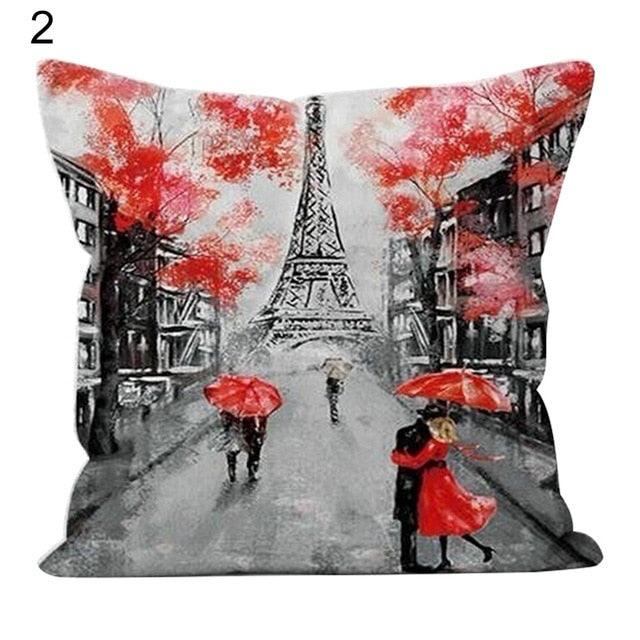 Comfortable Pillowcase Eiffel Tower Romantic Couple Pillowcase Valentine's Day Throw Pillow Covers Couple Romantic Kissing Under Eiffel Tower And Big Ben Decorative Pillow Case Cushion Cover Decorative Pillowcase
