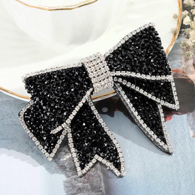 Crystal Big Bow Hair Clips For Women Girls Hair Accessories Rhinestone Hairpins Plastic Hairgirps Retro Barrette Headwear Gorgeous Hair Accessories For Women