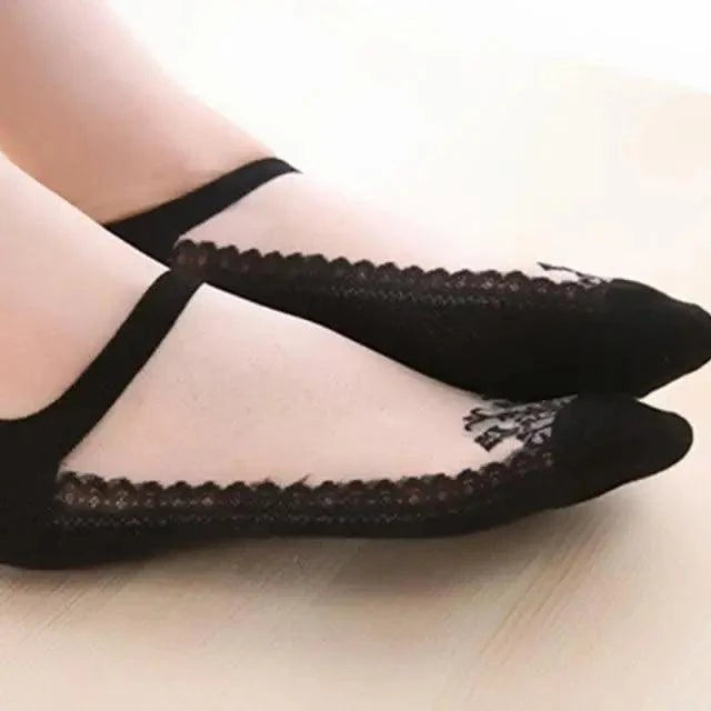 Cute Sock Slipper Women 1 Pair 2 Pieces Silk Spring Summer Thin Breathable Girl Socks Women Socks Breathable Anti-Friction Ultra Thin Socks for Women Transparent Lace Silk Elastic Socks
