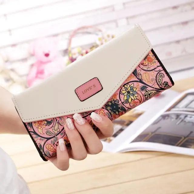 Delightful Small Floral PU Leather Money Purse For Women And Girls Fashion Designer Buckle Wallets for Female