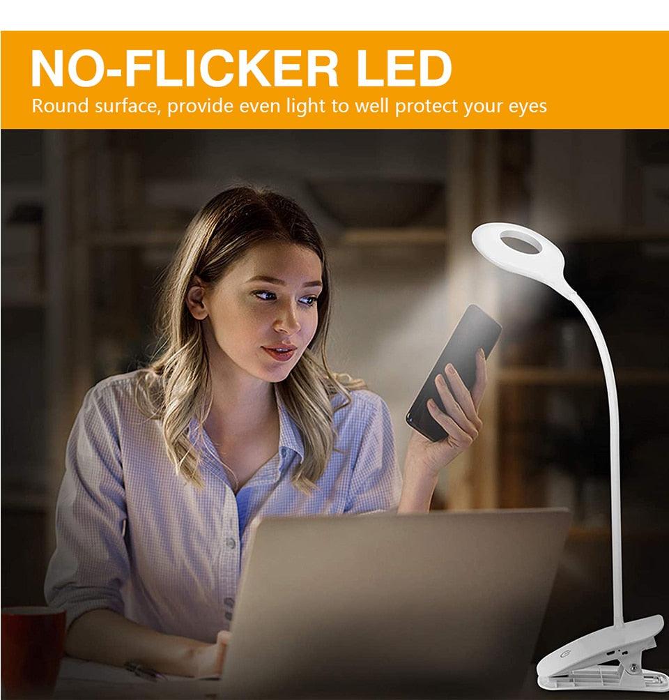 Desk Lamp Touch Clip Study Light Gooseneck Desktop USB Rechargeable Bedroom Lamp Bedside Bedside Desk Clip-on Table Lamp Decorative Table Lamp Cute Study Lamps for Bedroom Décor