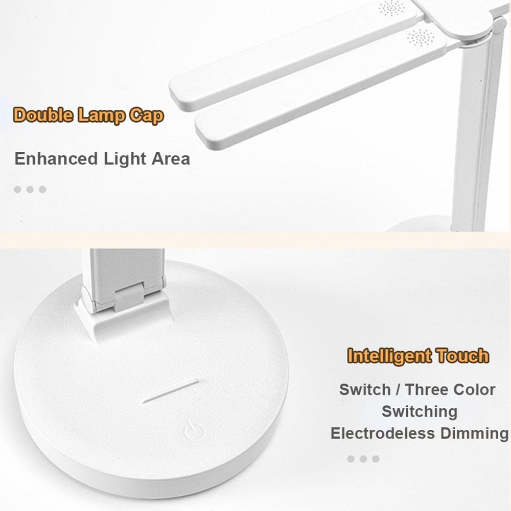 Double Lamp Cap Led Foldable Reading Lamp For Children's Mobile Phone Bracket Desk Study Light Free Shipping Bedroom Table Lamps Decorative Table Lamp Cute Study Lamps for Bedroom Décor
