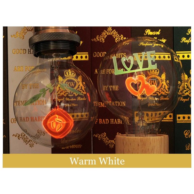 Edison Bulb Indoor Night Light Rose Flower Holiday Christmas Wedding Decor Bulbs High Brightness Daylight White Antique LED Filament Bulbs For Home Decor Party