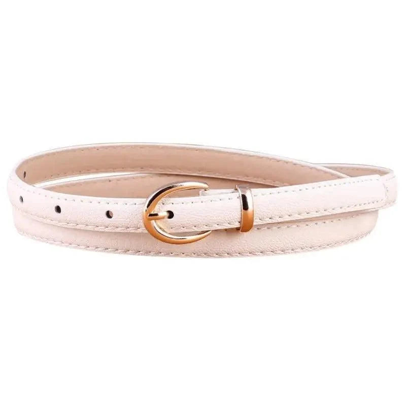 Elegant Leather Adjustable Thin Belt For Women Unique Black Design Ladies Belt High Quality Charming Waistbands For Dress