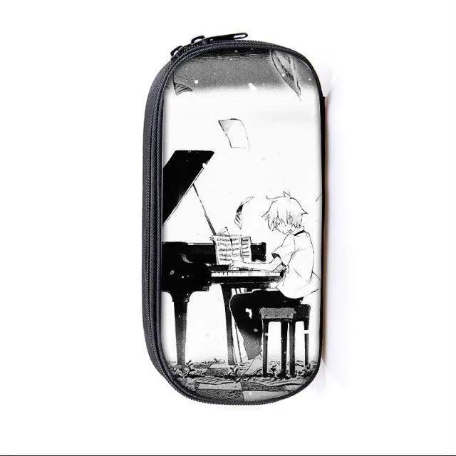 Elegant Music Note Piano Pen Case Holder Stylish Black/White Pencil Bag Guitar Pencil Case Unique Stationery Case For School