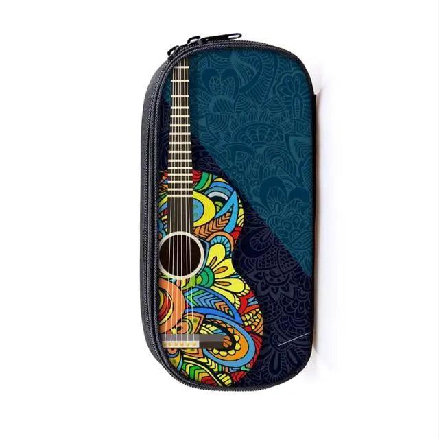 Elegant Music Note Piano Pen Case Holder Stylish Black/White Pencil Bag Guitar Pencil Case Unique Stationery Case For School