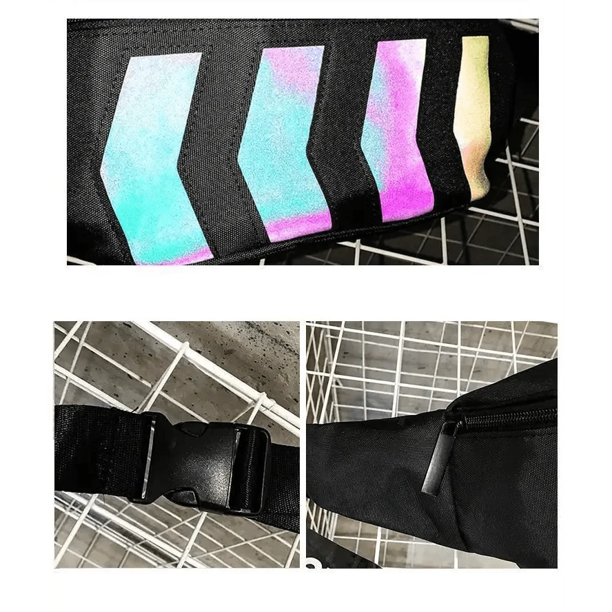 Fashionable Flash Reflective Chest Bag Iridescent Belt Bum Bag For Travel Festival Sports Unisex Waist Bags