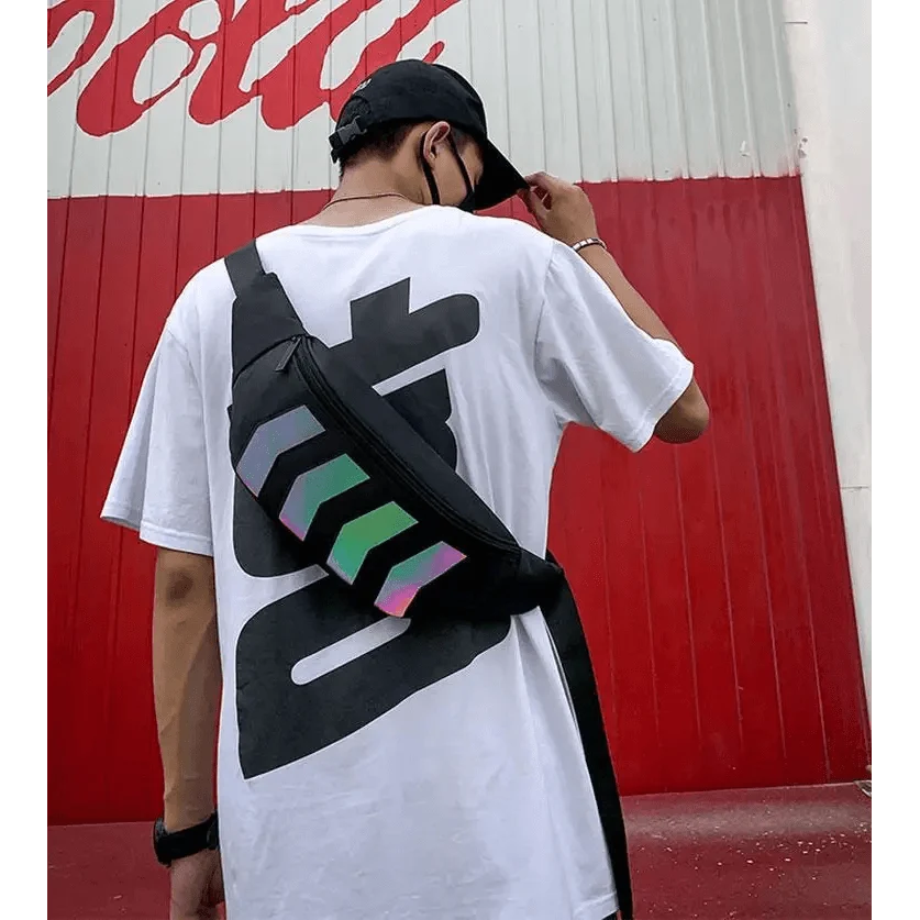 Fashionable Flash Reflective Chest Bag Iridescent Belt Bum Bag For Travel Festival Sports Unisex Waist Bags