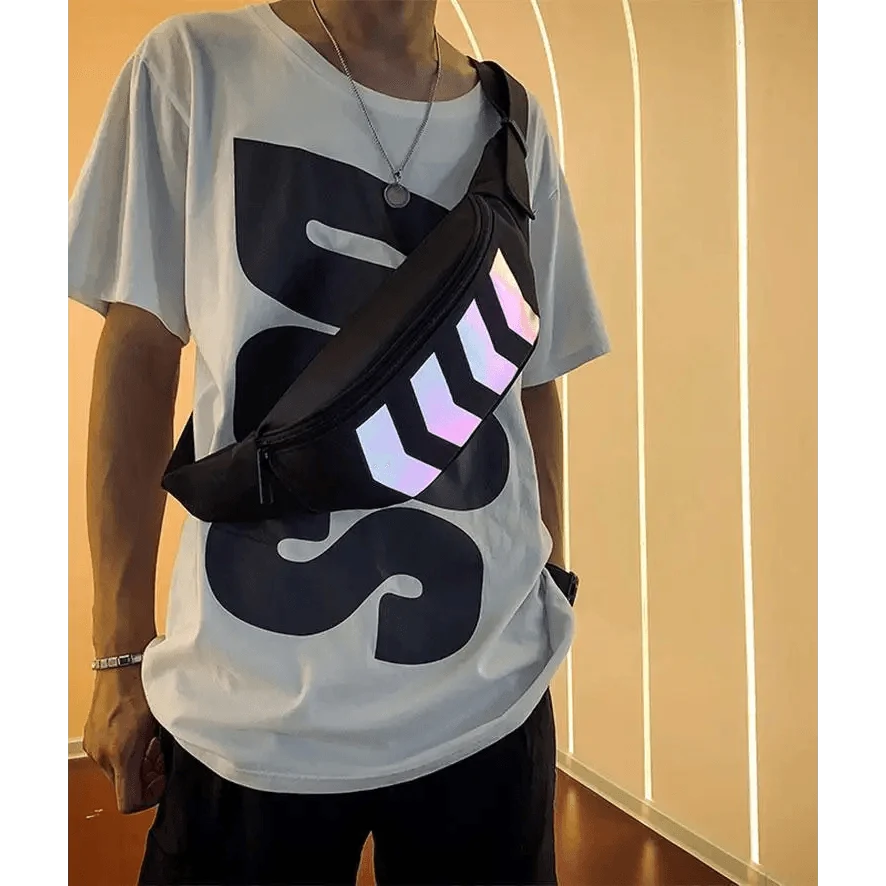 Fashionable Flash Reflective Chest Bag Iridescent Belt Bum Bag For Travel Festival Sports Unisex Waist Bags