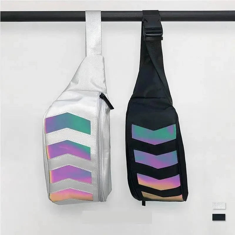 Fashionable Flash Reflective Chest Bag Iridescent Belt Bum Bag For Travel Festival Sports Unisex Waist Bags