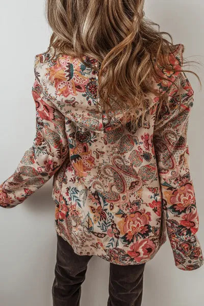 Vintage Autumn Printed Long Sleeve Hooded Jacket Lightweight & Stylish Casual Outerwear
