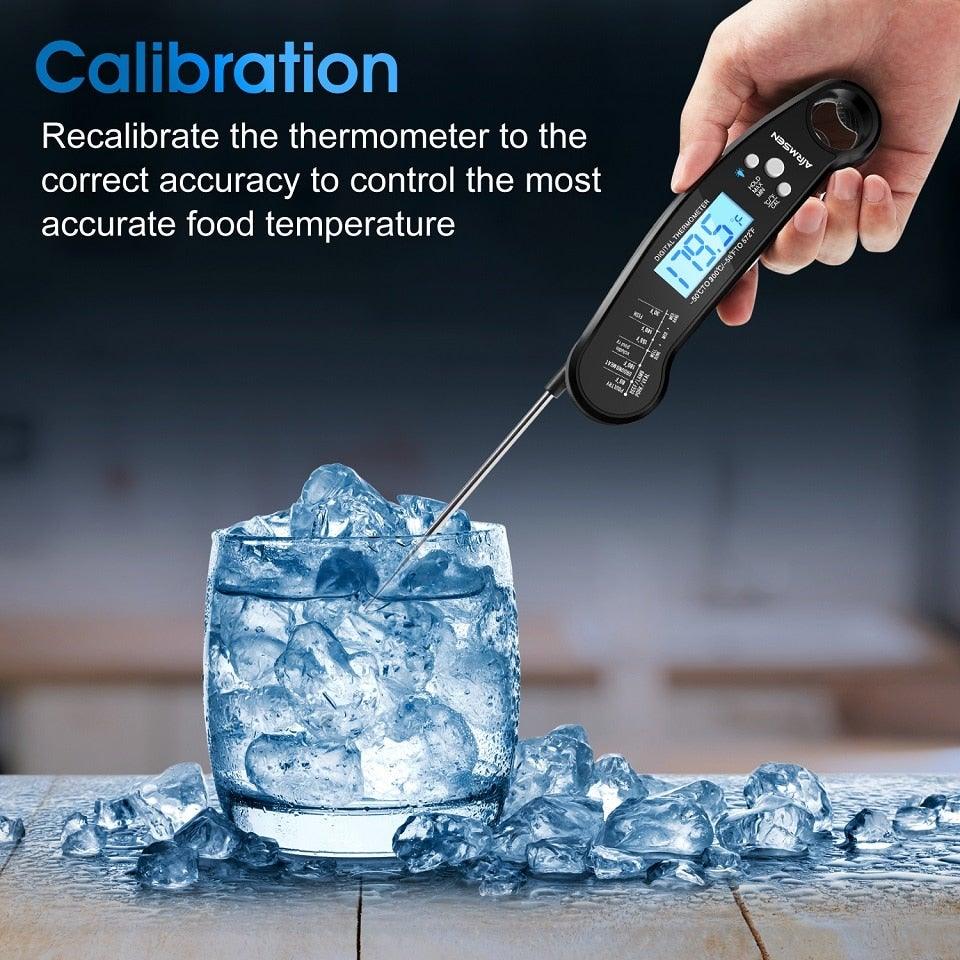 Food Kitchen Digital Meat Thermometer Waterproof Kitchen Food Cooking Thermometer with Backlight LCD Best Super Fast Electric Meat Thermometer Probe for BBQ Grilling Baking BBQ Waterproof Kitchen Cooking Tools