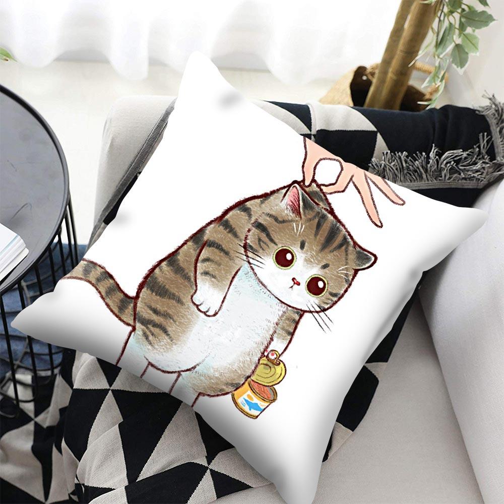 Funny Cute Cat Plush Cushion Pillow Covers Cat Pillow Cases Animal Kitty Pillowcase Cotton Linen Cushion Cover For Couch Cover Pillows Cases For Sofa Home Decoration Pillowcase Polyester Throw Pillow Case 45x45CM