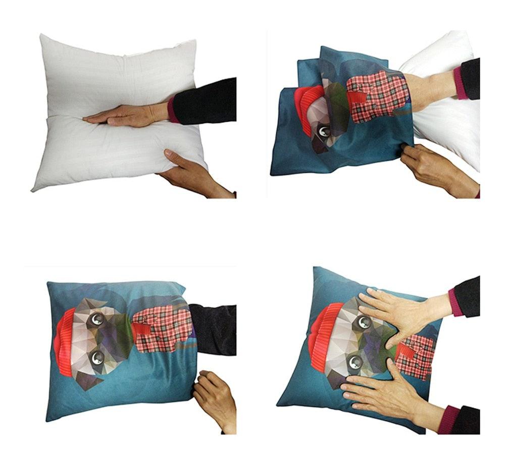 Funny Cute Cat Plush Cushion Pillow Covers Cat Pillow Cases Animal Kitty Pillowcase Cotton Linen Cushion Cover For Couch Cover Pillows Cases For Sofa Home Decoration Pillowcase Polyester Throw Pillow Case 45x45CM